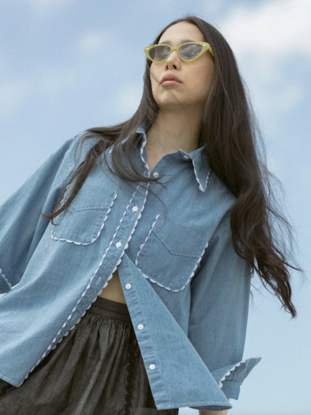Carleen Rickrack Perfect Chambray Shirt, small